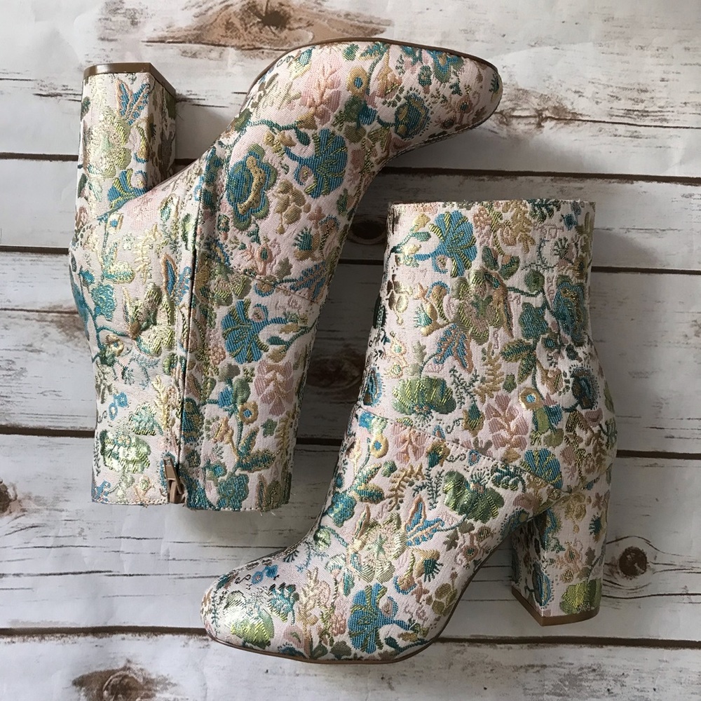 URBAN OUTFITTERS Emma Floral Jacquard Ankle Boots